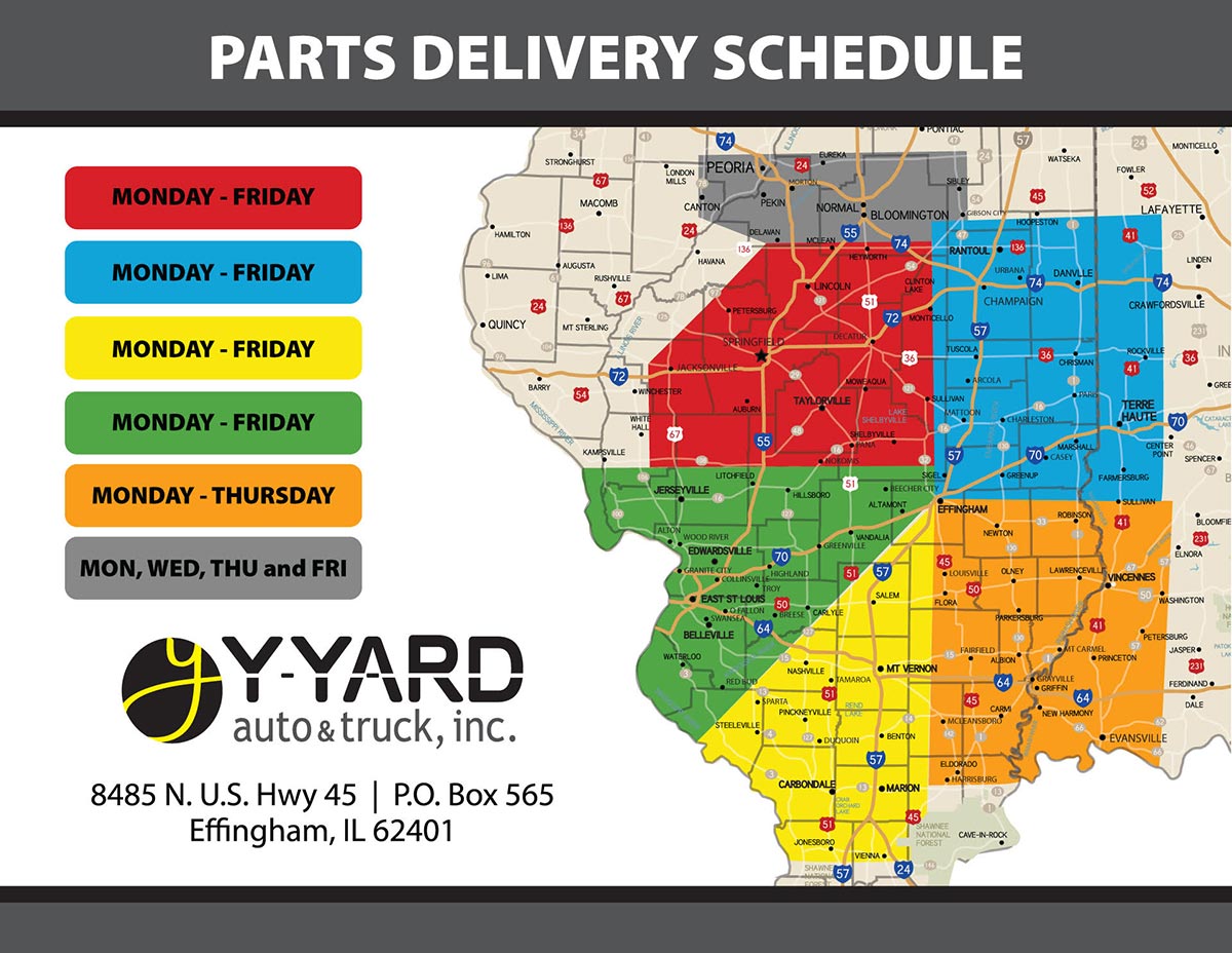 parts delivery schedule map